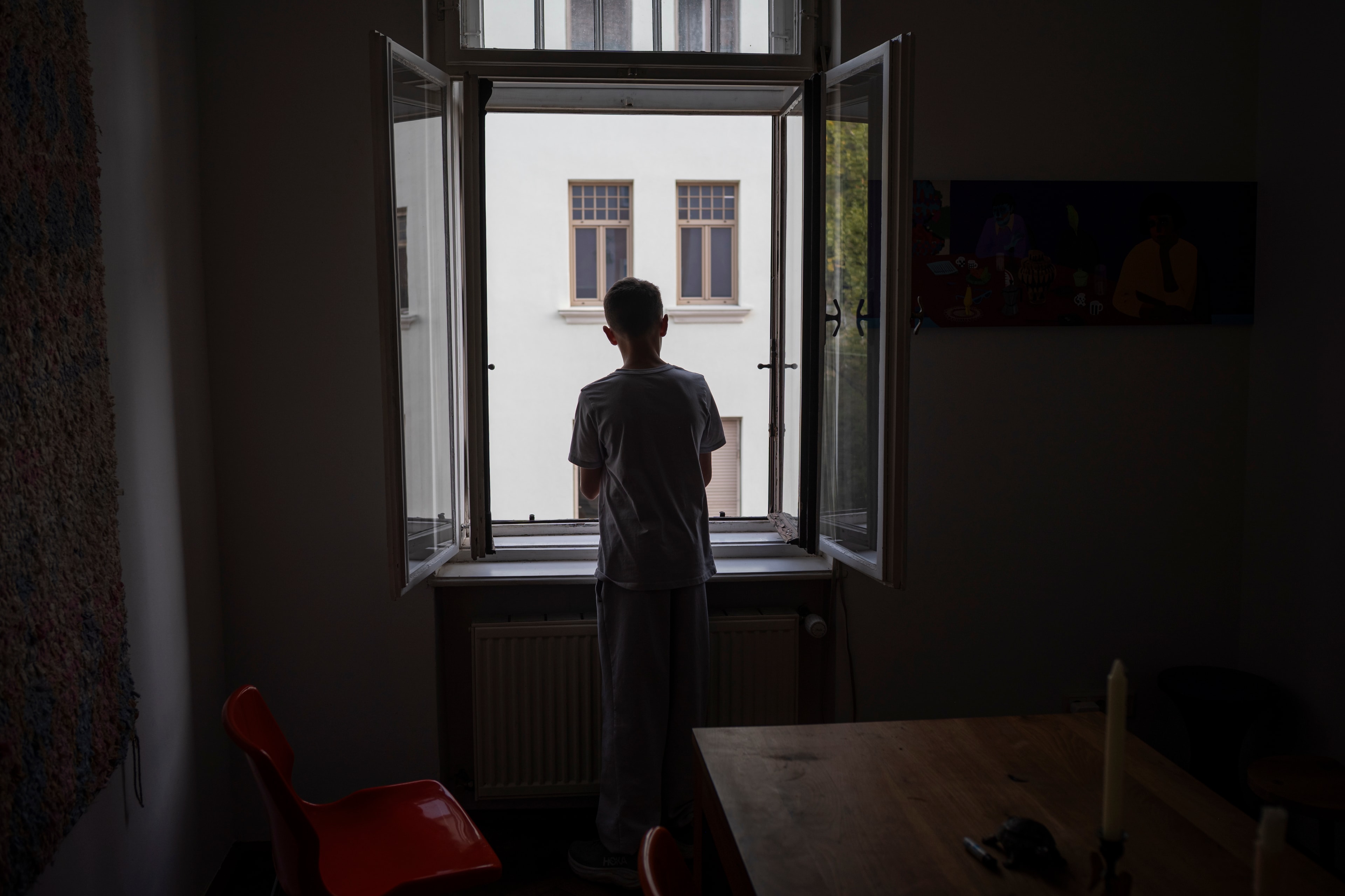 Looking out from inside the family home
