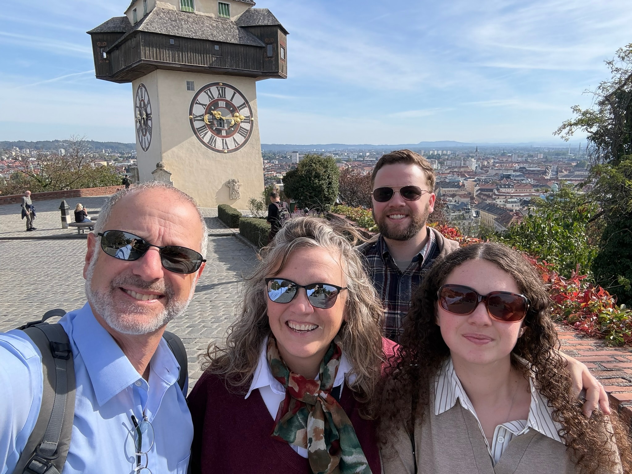 Family at the Graz clock tower