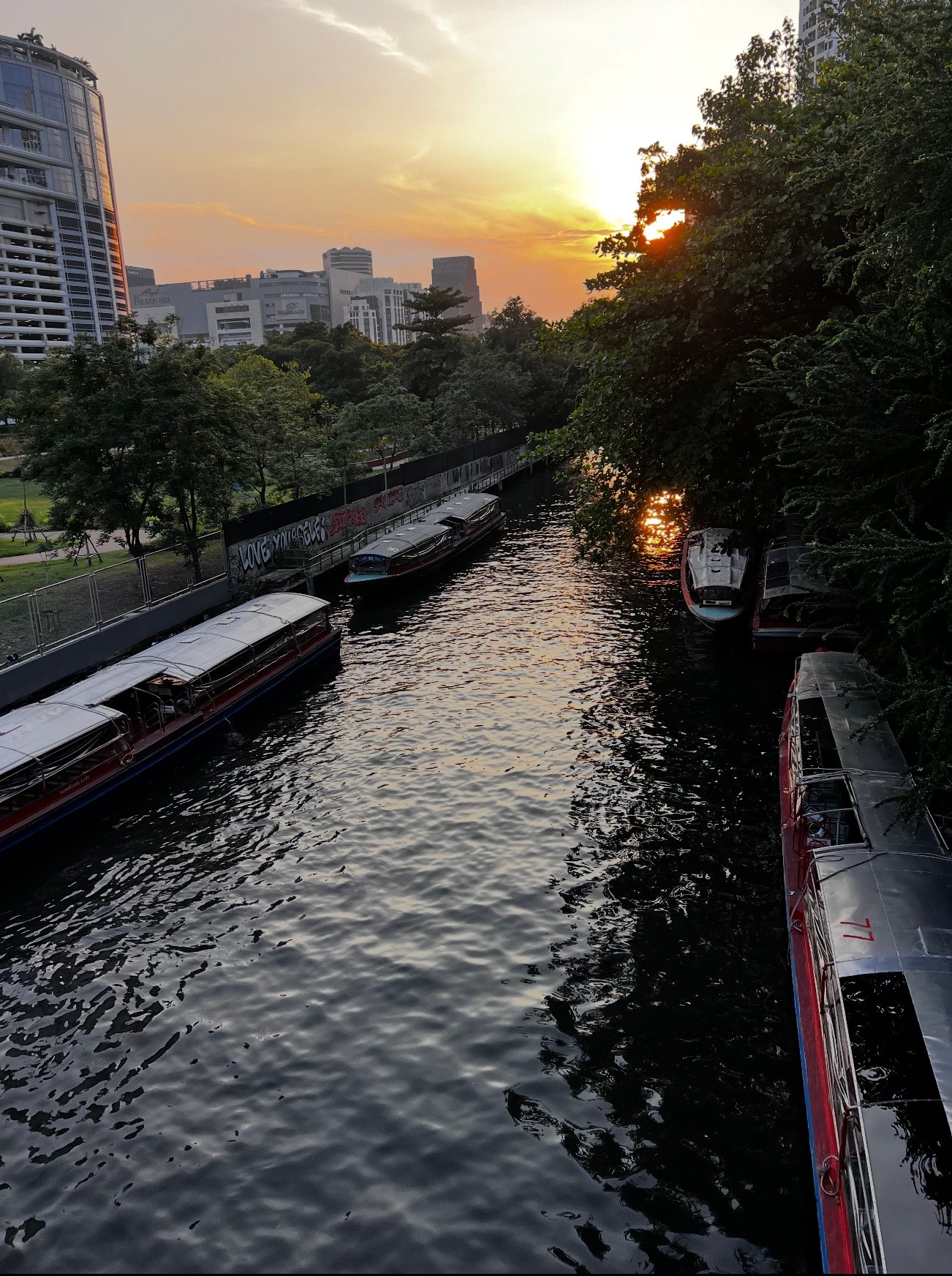 Bangkok canal at sunset