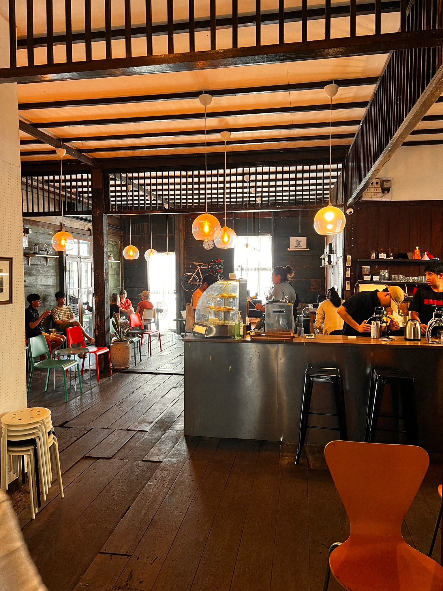 Industrial details inside a hidden Talat Noi café