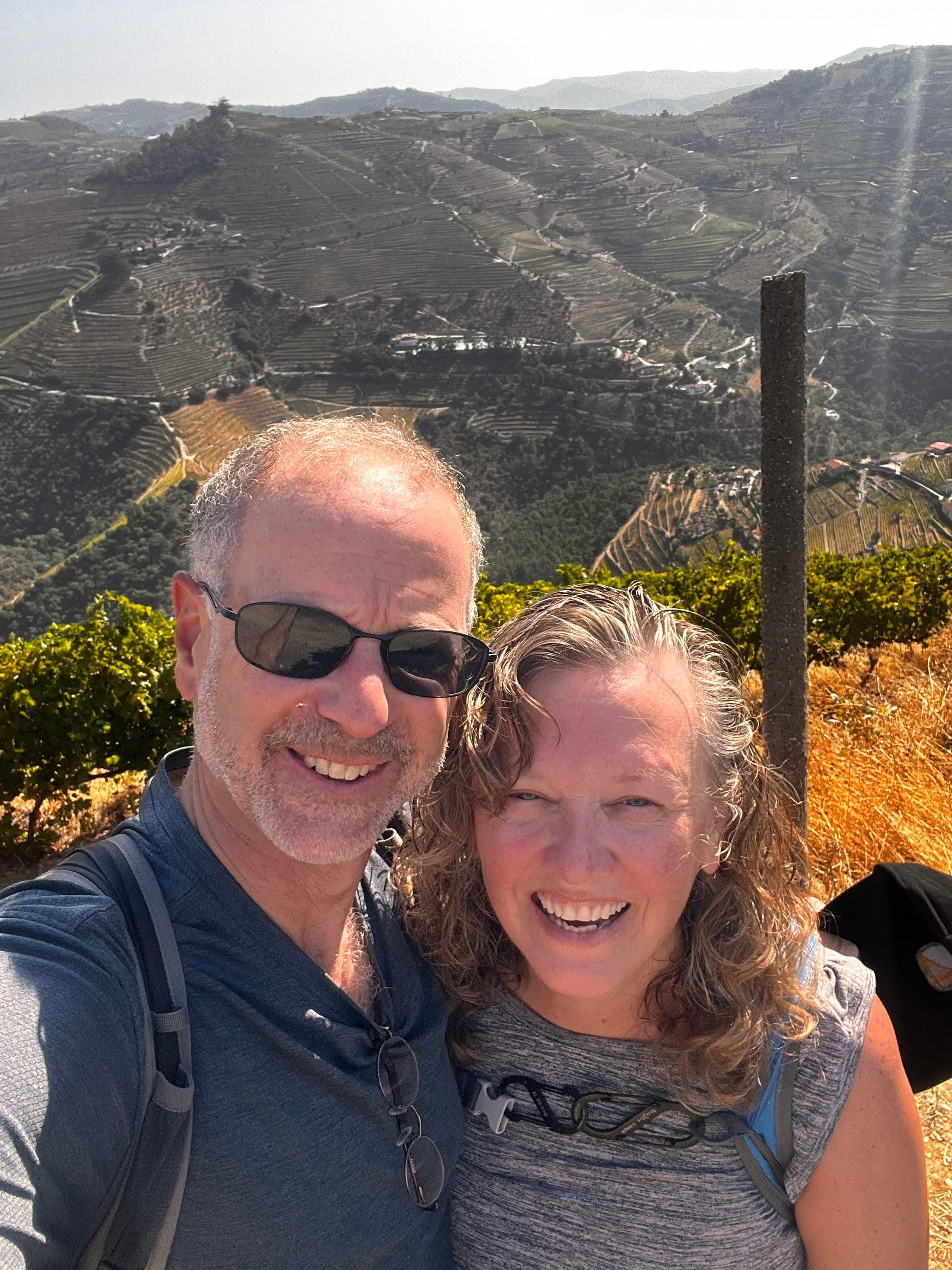 Cheryl and Steve overlooking the terraced vineyards of Portugal's Douro Valley